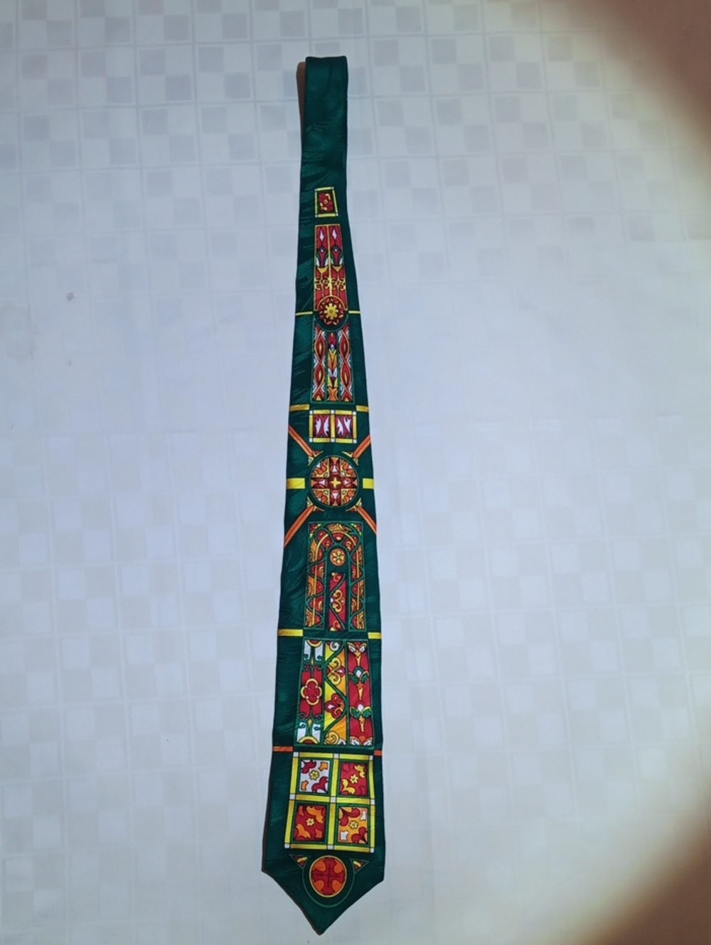 Rush Limbaugh 100% Silk Green Stained-Glass Patterned Necktie